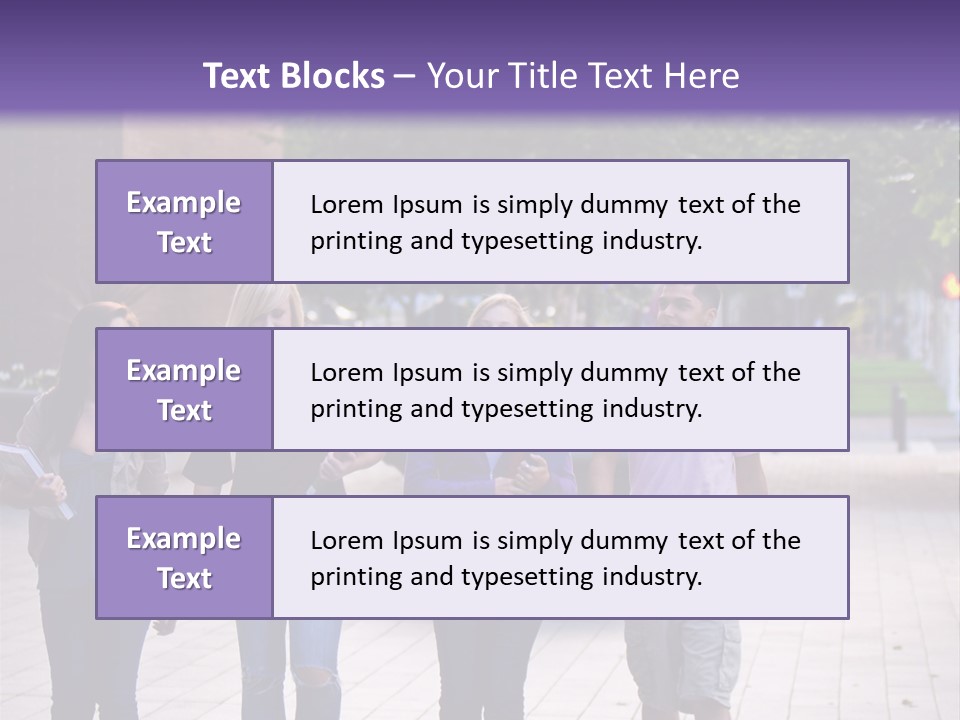 A Group Of People Walking Down A Sidewalk PowerPoint Template