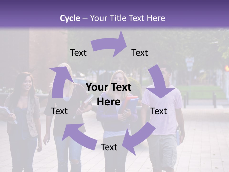 A Group Of People Walking Down A Sidewalk PowerPoint Template
