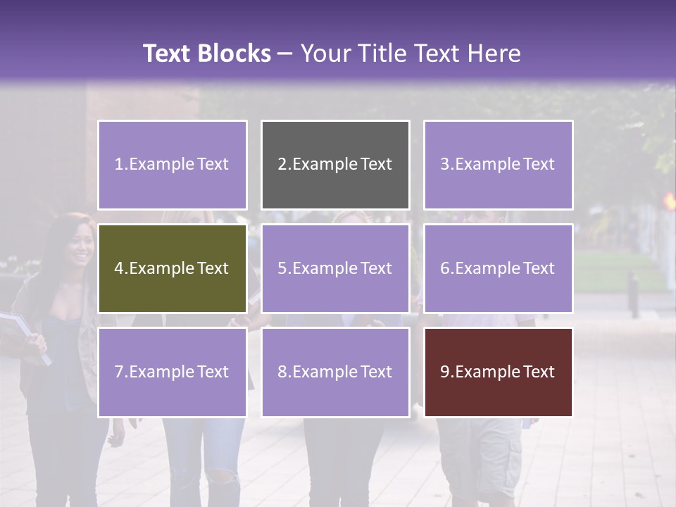 A Group Of People Walking Down A Sidewalk PowerPoint Template