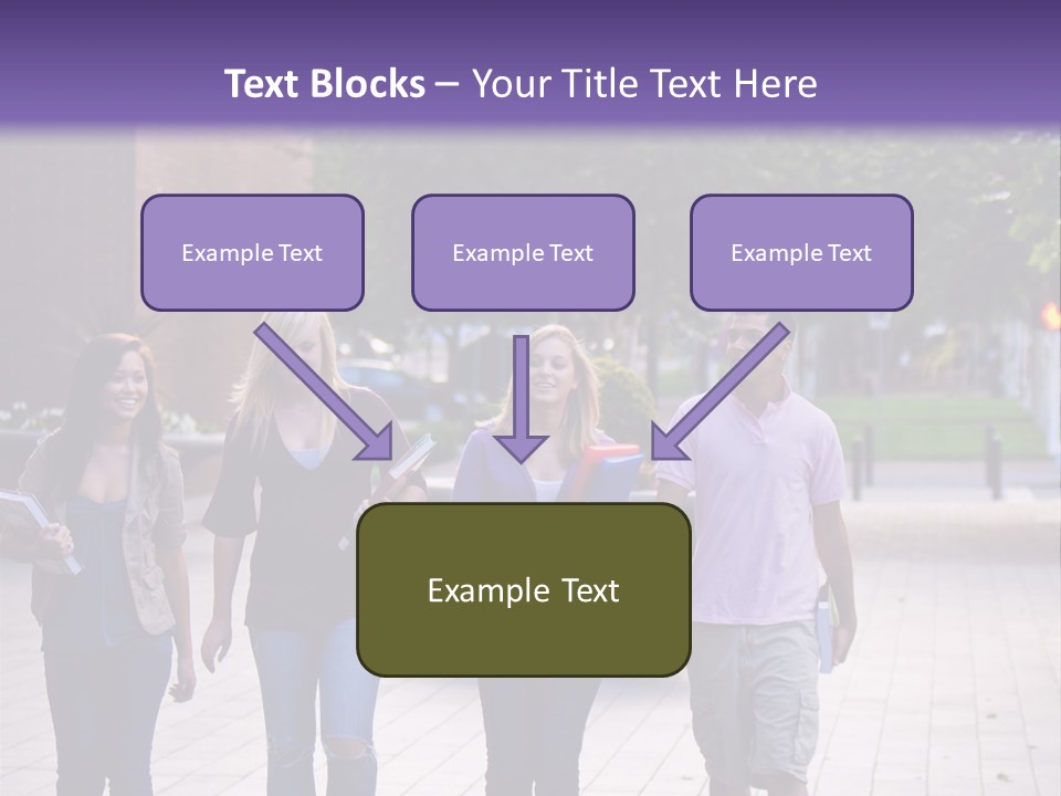 A Group Of People Walking Down A Sidewalk PowerPoint Template