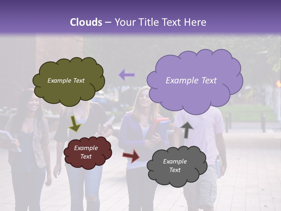 A Group Of People Walking Down A Sidewalk PowerPoint Template