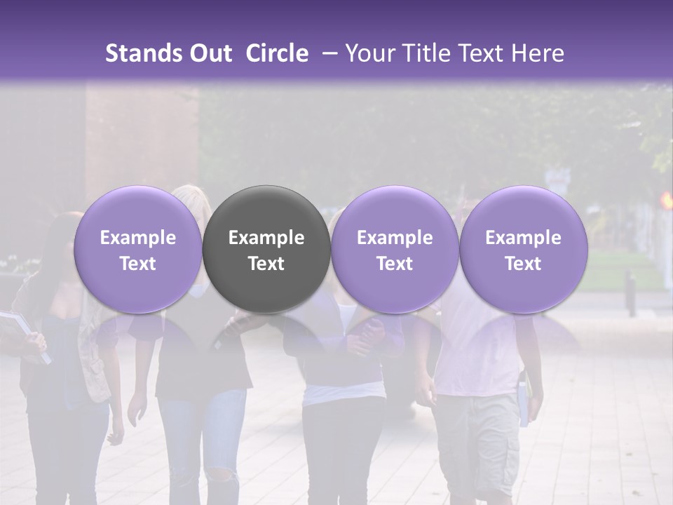 A Group Of People Walking Down A Sidewalk PowerPoint Template