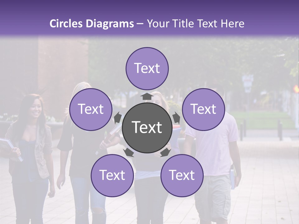 A Group Of People Walking Down A Sidewalk PowerPoint Template