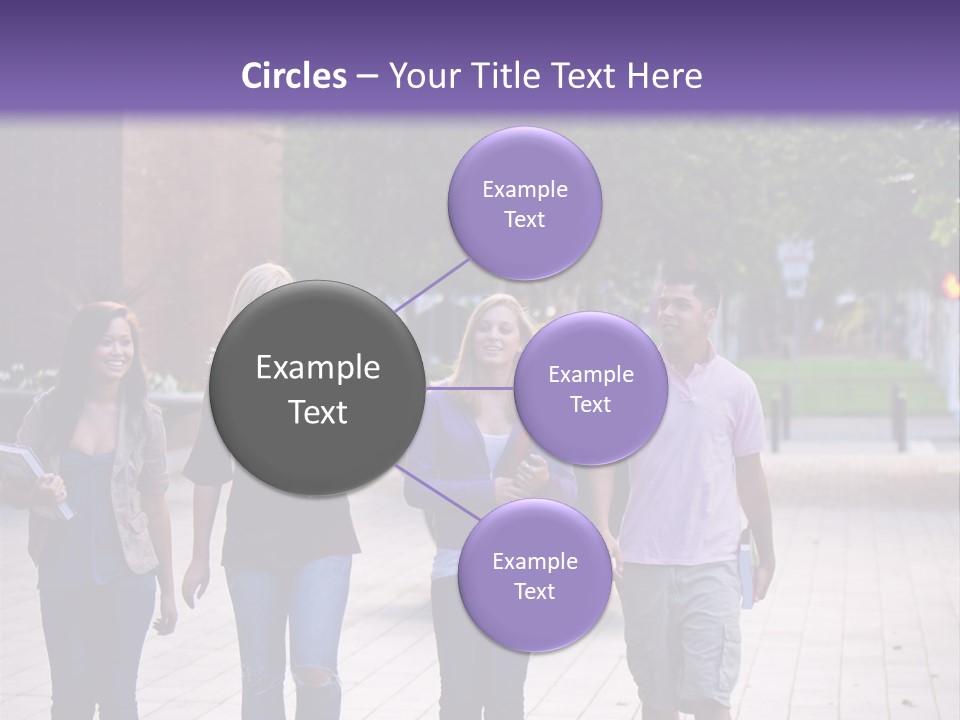 A Group Of People Walking Down A Sidewalk PowerPoint Template