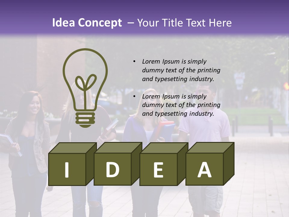 A Group Of People Walking Down A Sidewalk PowerPoint Template