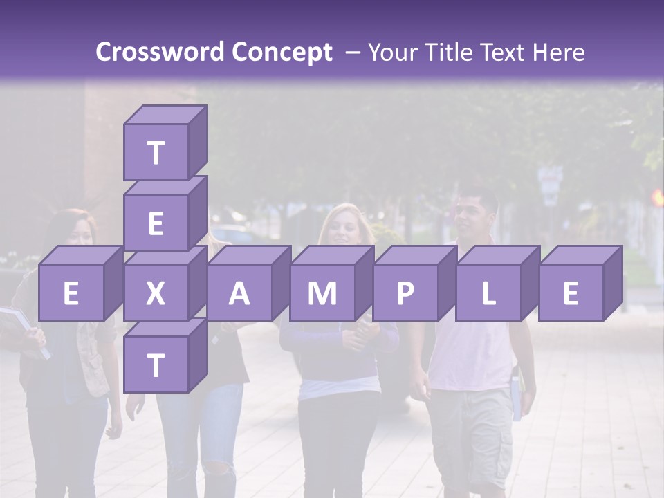 A Group Of People Walking Down A Sidewalk PowerPoint Template