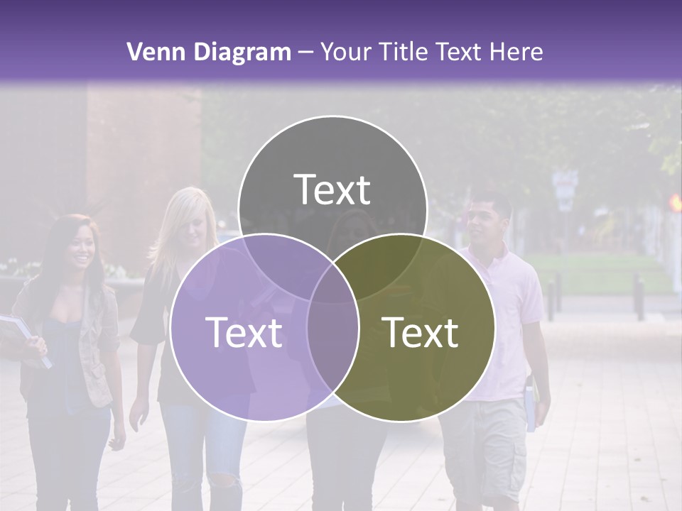 A Group Of People Walking Down A Sidewalk PowerPoint Template