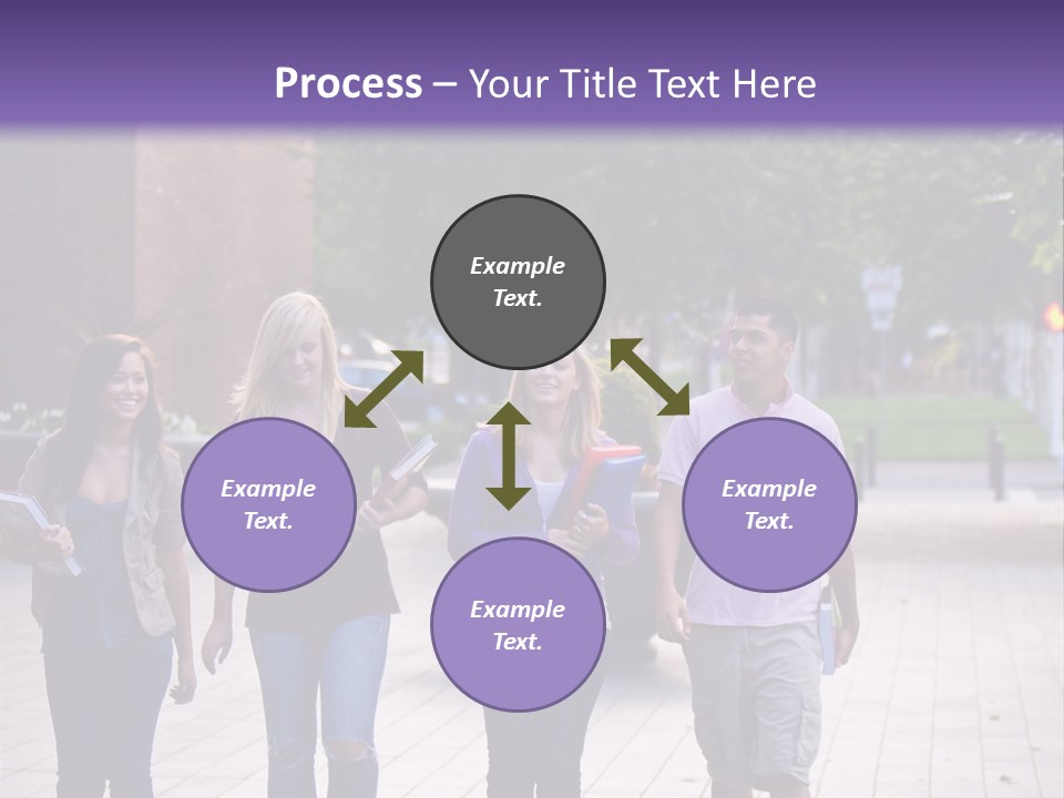 A Group Of People Walking Down A Sidewalk PowerPoint Template