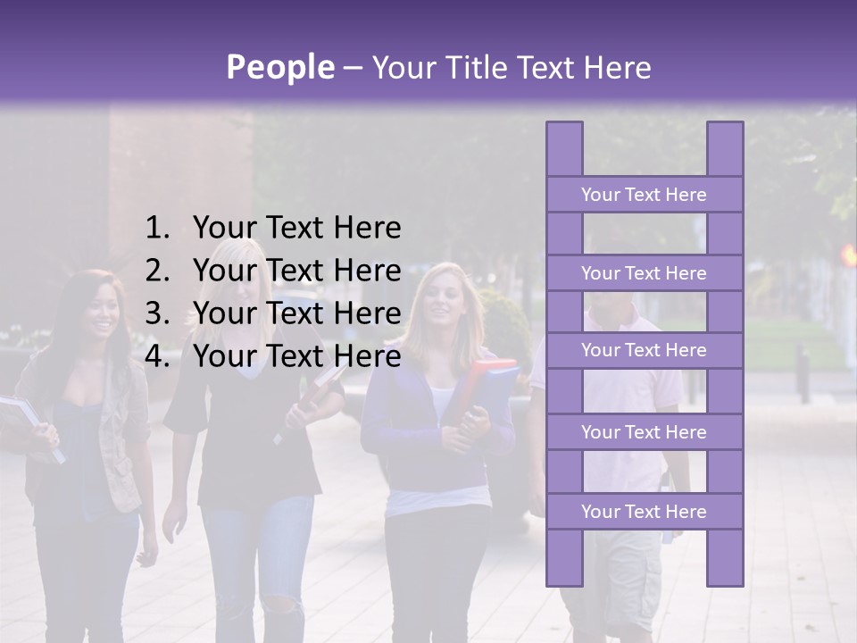 A Group Of People Walking Down A Sidewalk PowerPoint Template