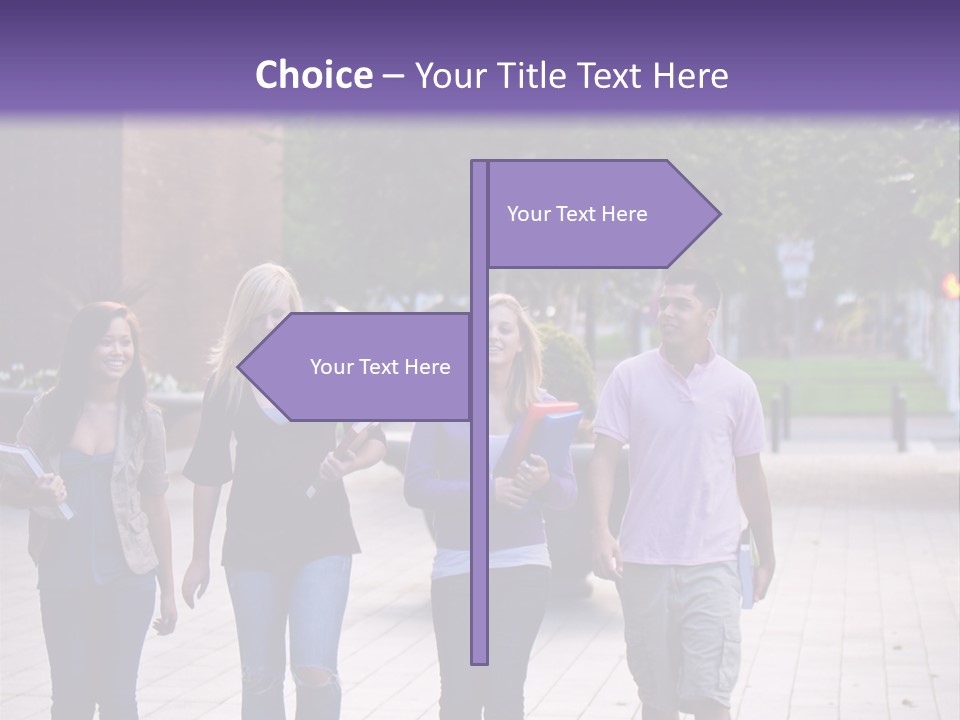 A Group Of People Walking Down A Sidewalk PowerPoint Template