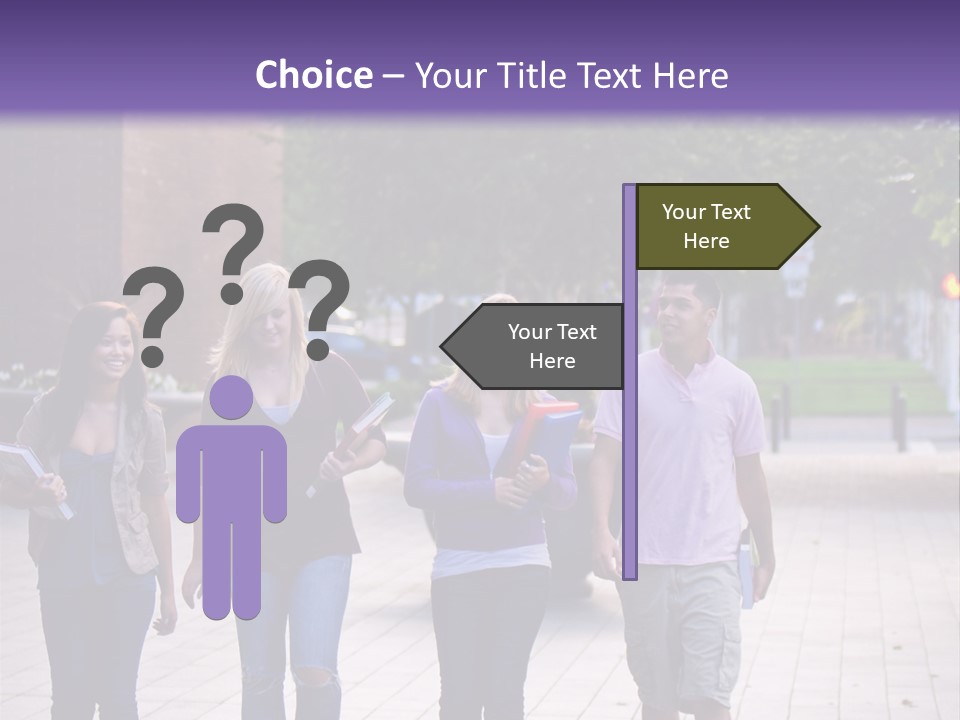 A Group Of People Walking Down A Sidewalk PowerPoint Template