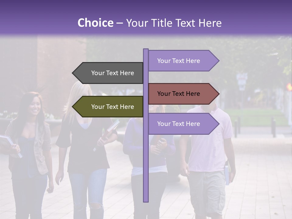 A Group Of People Walking Down A Sidewalk PowerPoint Template
