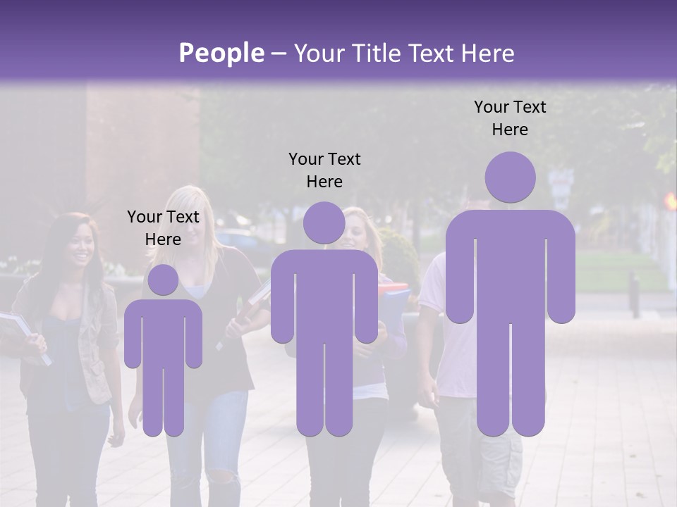 A Group Of People Walking Down A Sidewalk PowerPoint Template