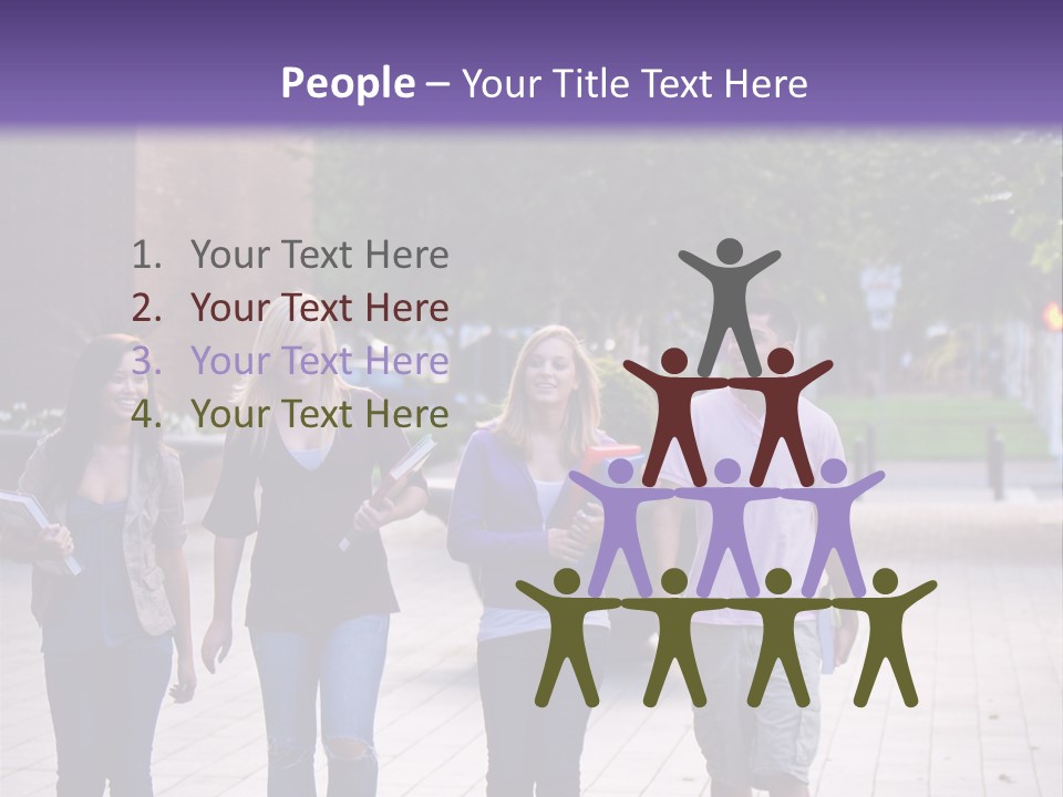 A Group Of People Walking Down A Sidewalk PowerPoint Template