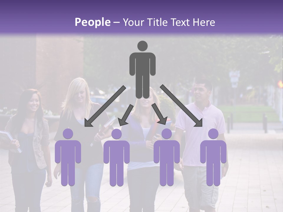 A Group Of People Walking Down A Sidewalk PowerPoint Template