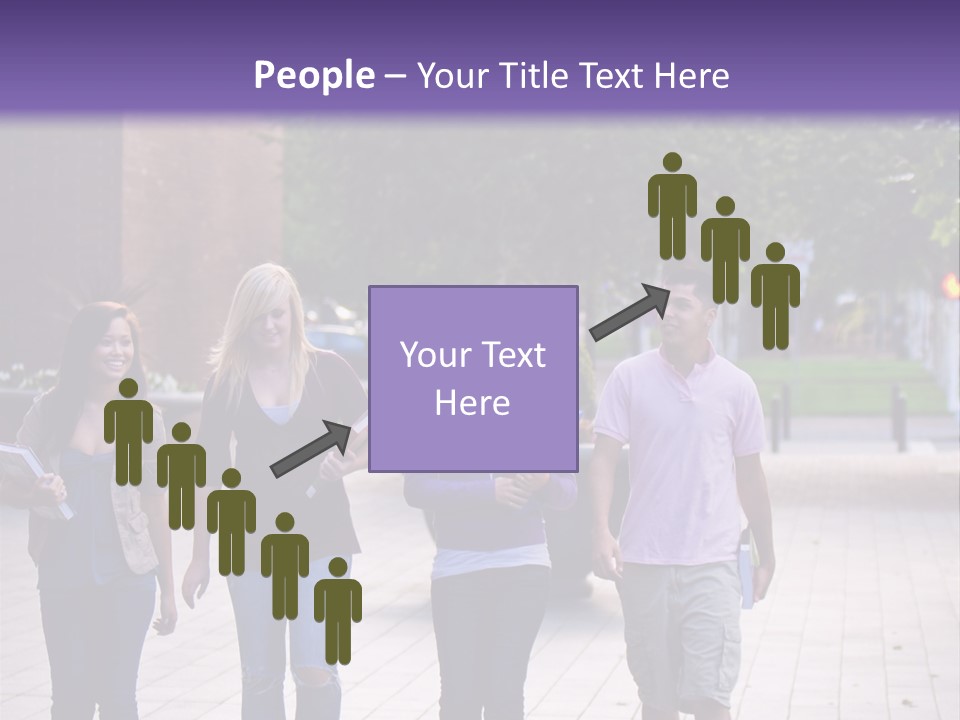 A Group Of People Walking Down A Sidewalk PowerPoint Template