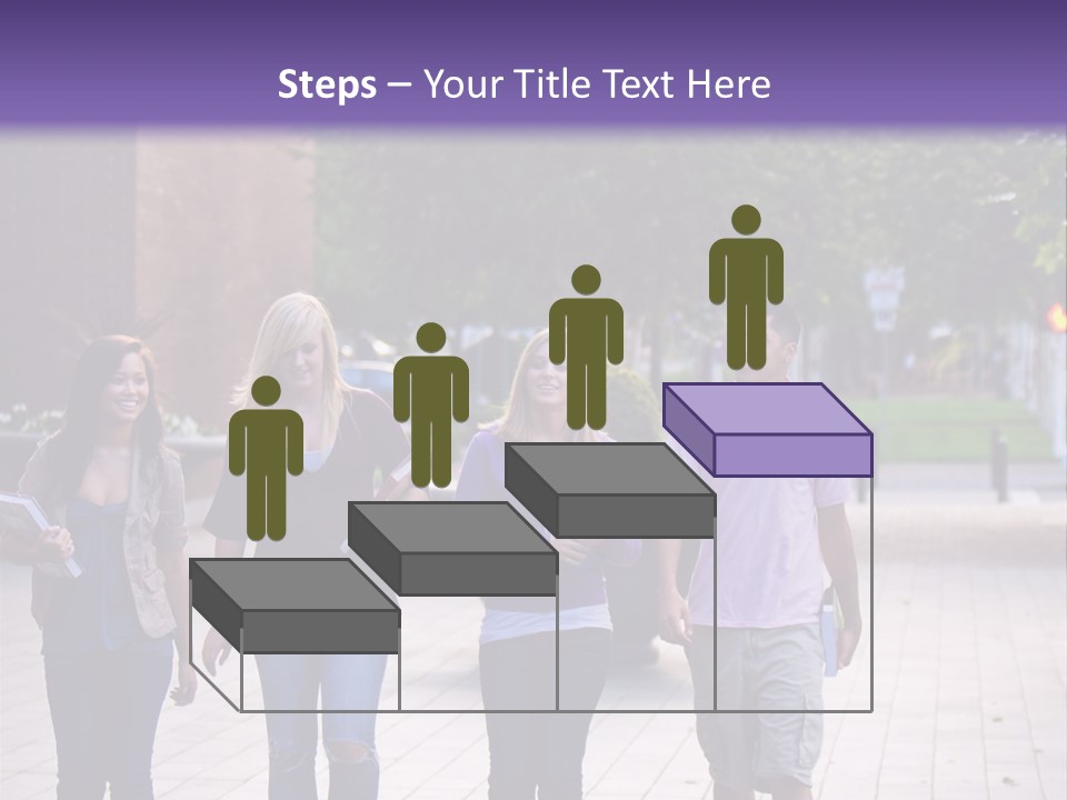 A Group Of People Walking Down A Sidewalk PowerPoint Template