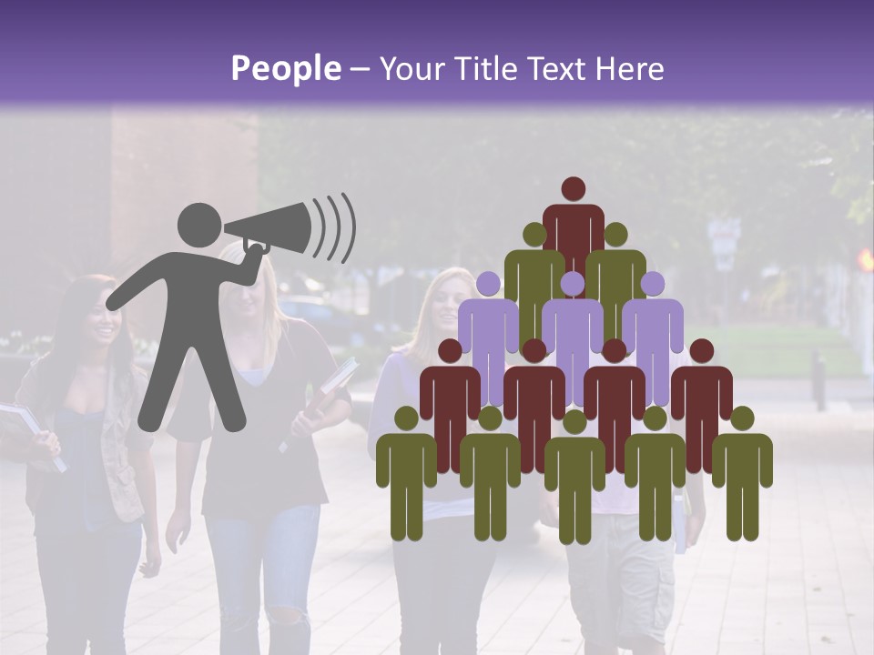 A Group Of People Walking Down A Sidewalk PowerPoint Template