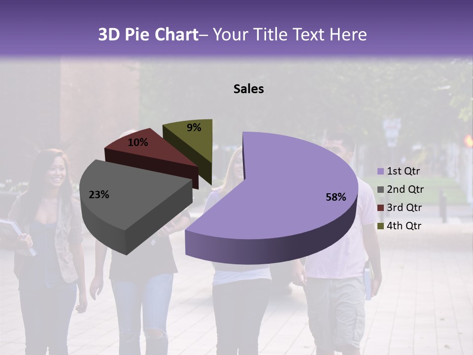 A Group Of People Walking Down A Sidewalk PowerPoint Template