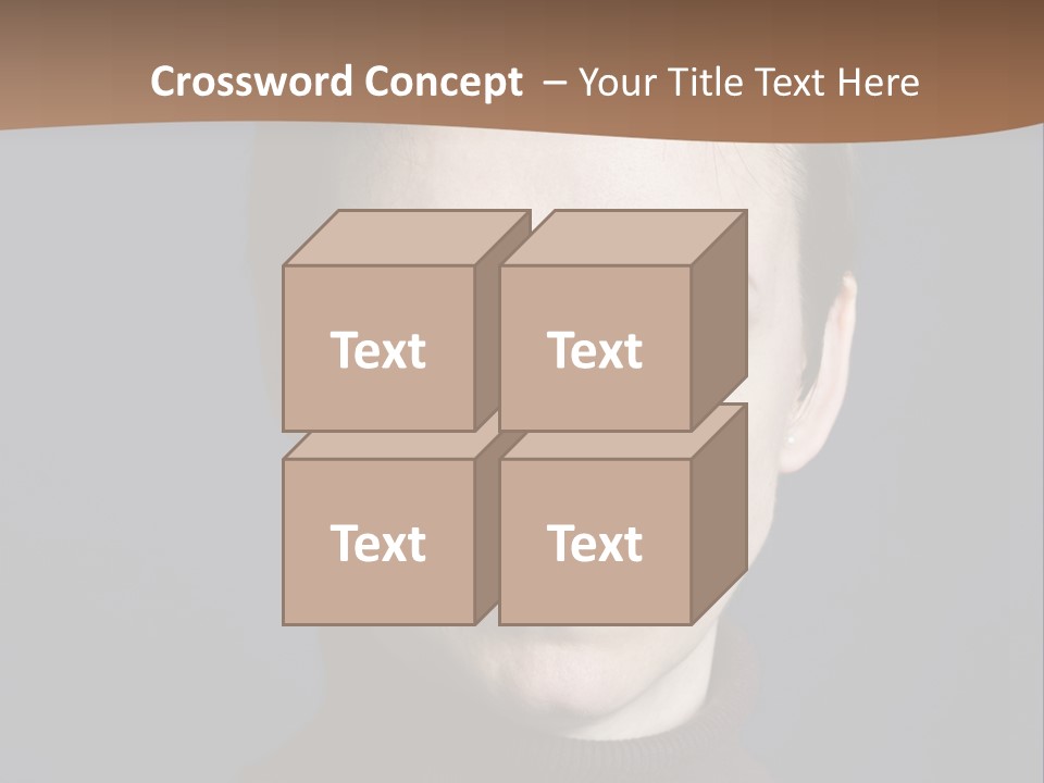 A Woman In A Brown Sweater Is Looking At The Camera PowerPoint Template