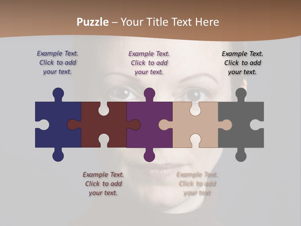 A Woman In A Brown Sweater Is Looking At The Camera PowerPoint Template