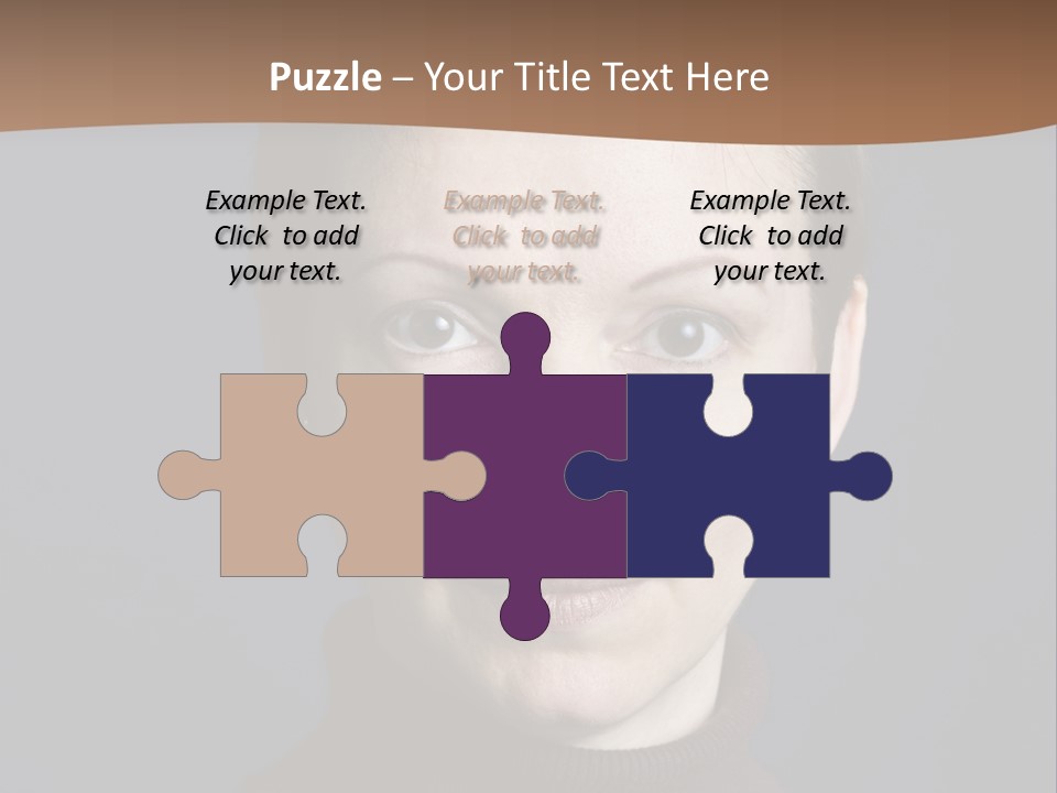 A Woman In A Brown Sweater Is Looking At The Camera PowerPoint Template