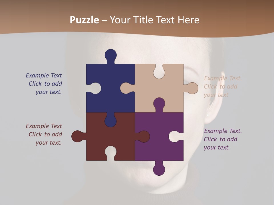 A Woman In A Brown Sweater Is Looking At The Camera PowerPoint Template