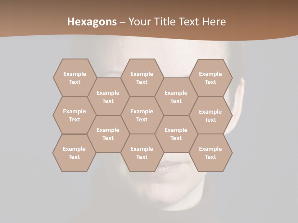 A Woman In A Brown Sweater Is Looking At The Camera PowerPoint Template