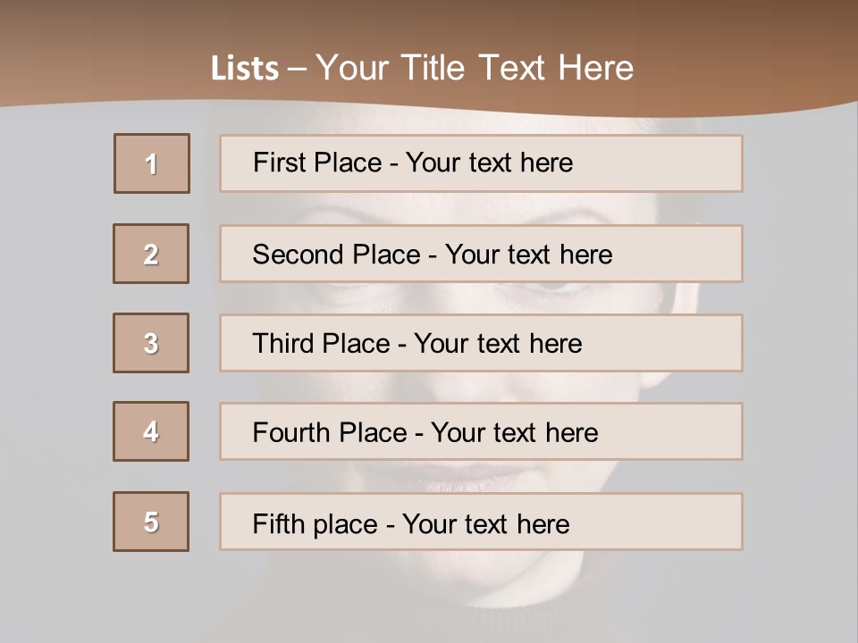 A Woman In A Brown Sweater Is Looking At The Camera PowerPoint Template