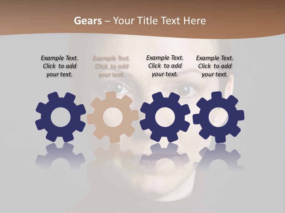 A Woman In A Brown Sweater Is Looking At The Camera PowerPoint Template