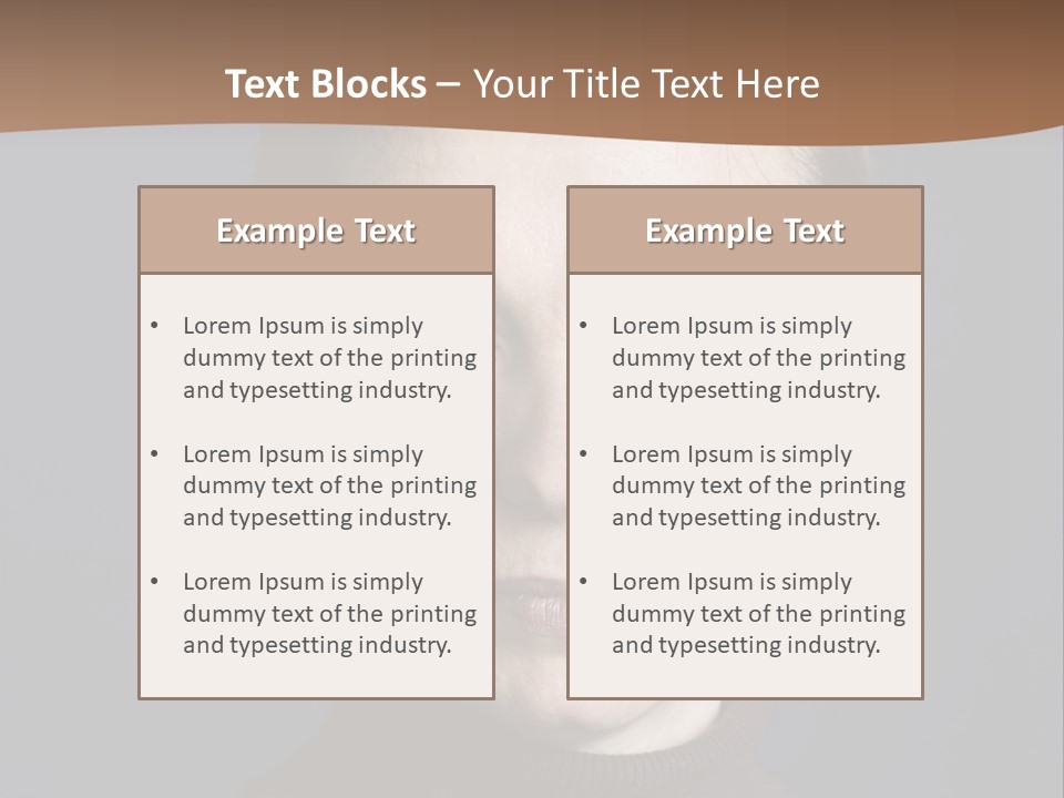 A Woman In A Brown Sweater Is Looking At The Camera PowerPoint Template