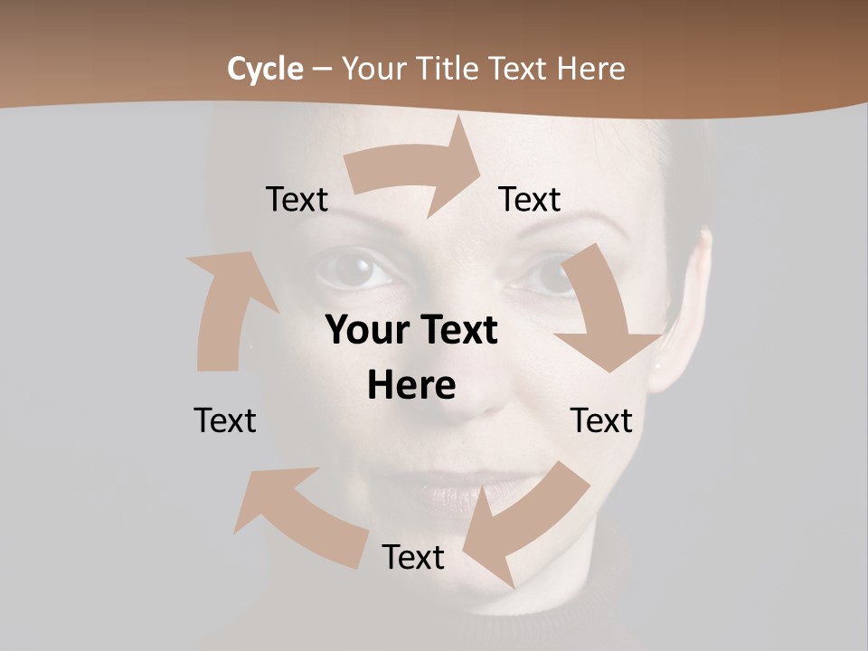 A Woman In A Brown Sweater Is Looking At The Camera PowerPoint Template