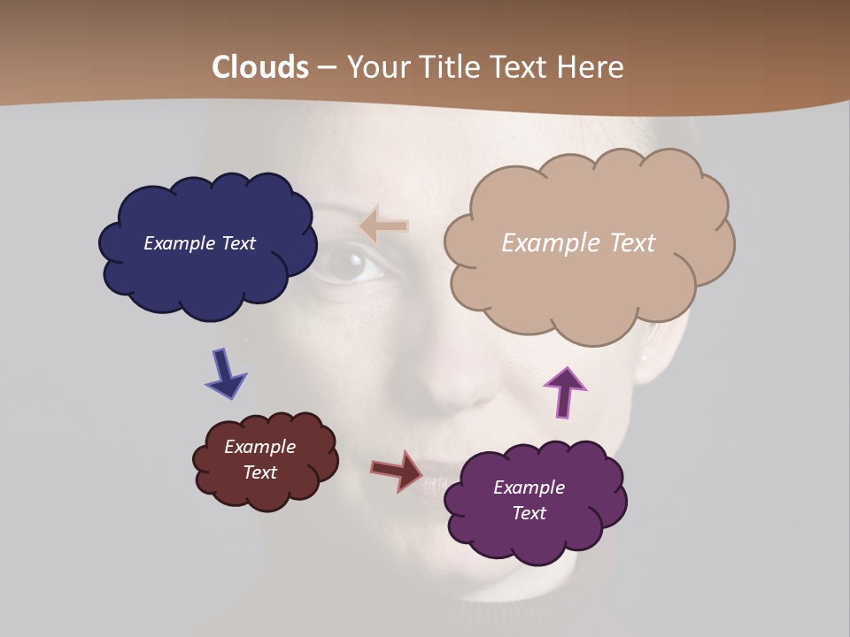 A Woman In A Brown Sweater Is Looking At The Camera PowerPoint Template