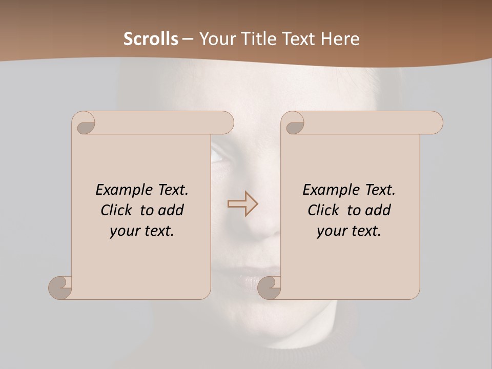 A Woman In A Brown Sweater Is Looking At The Camera PowerPoint Template