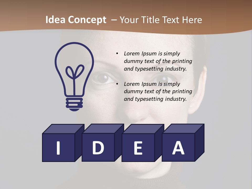 A Woman In A Brown Sweater Is Looking At The Camera PowerPoint Template