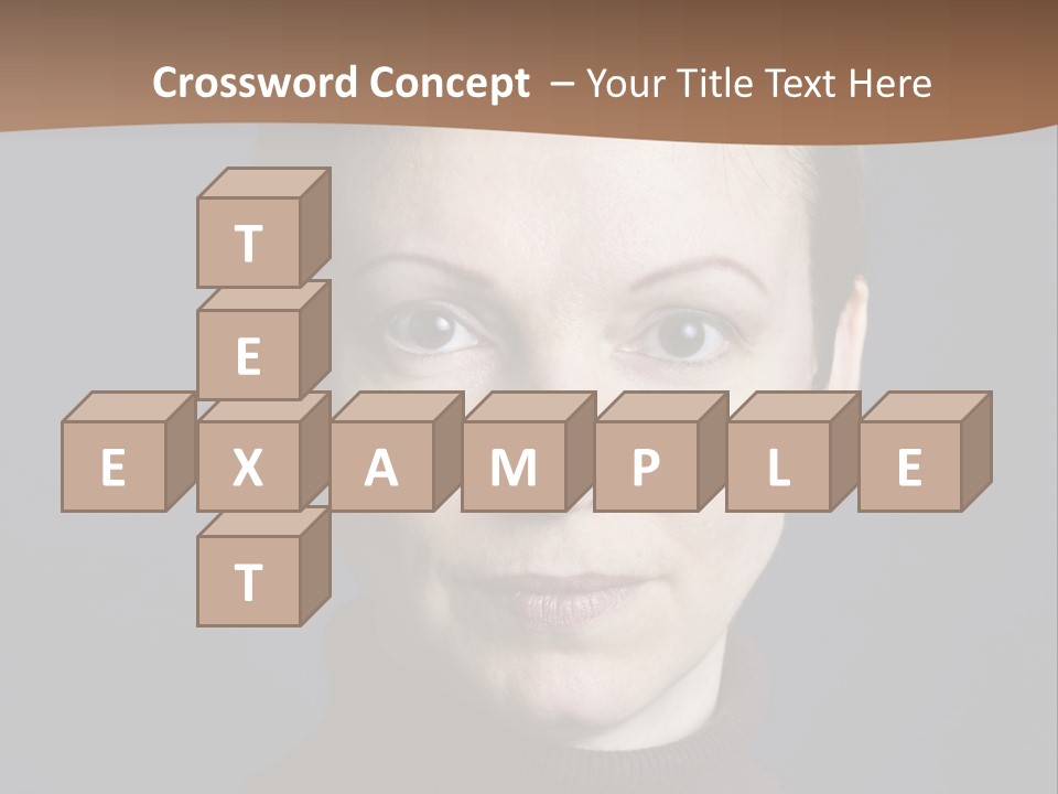 A Woman In A Brown Sweater Is Looking At The Camera PowerPoint Template