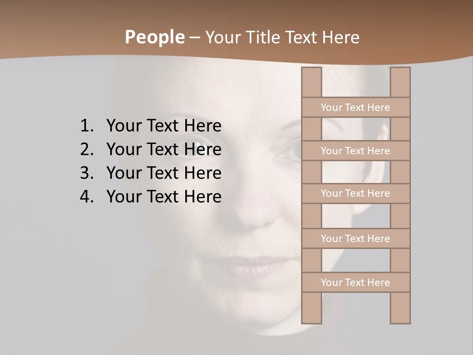 A Woman In A Brown Sweater Is Looking At The Camera PowerPoint Template