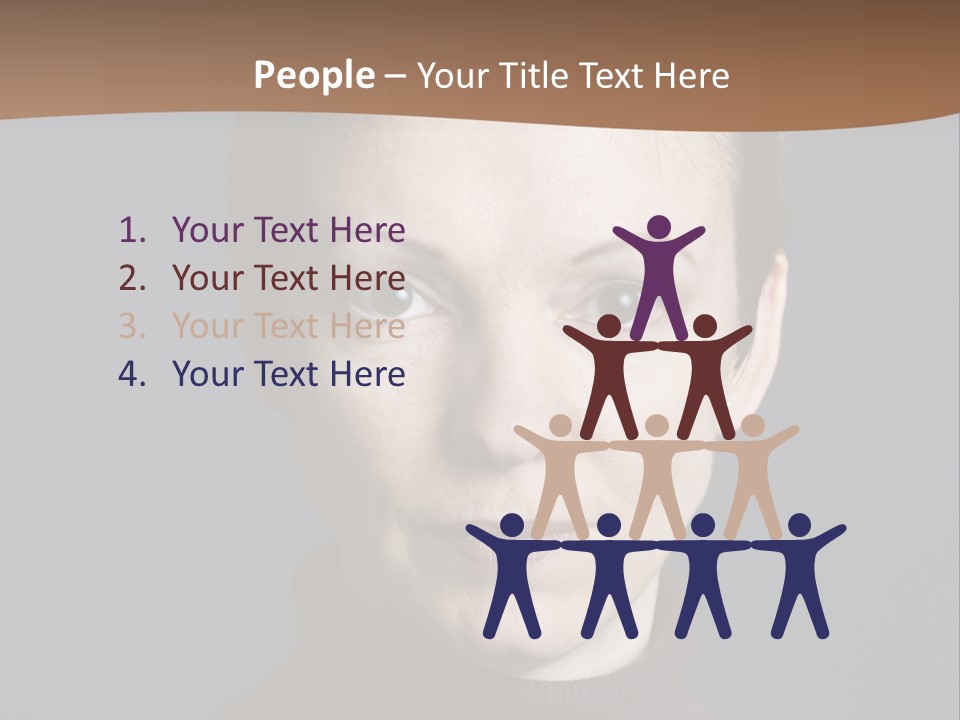 A Woman In A Brown Sweater Is Looking At The Camera PowerPoint Template