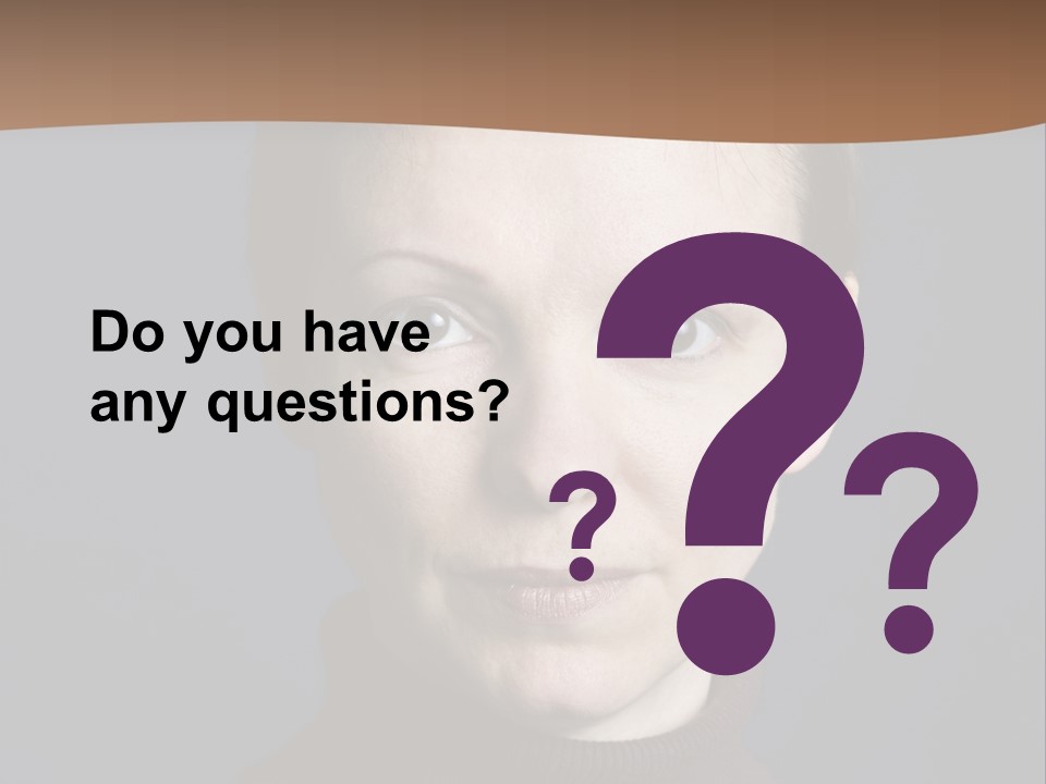 A Woman In A Brown Sweater Is Looking At The Camera PowerPoint Template