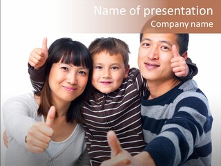 A Family Giving A Thumbs Up Sign PowerPoint Template