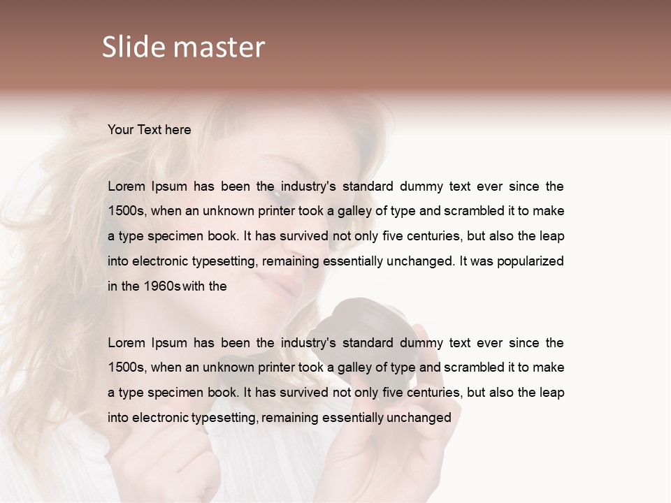 Full Isolated Portrait Of A Beautiful Caucasian Woman Eating Some Sweets PowerPoint Template