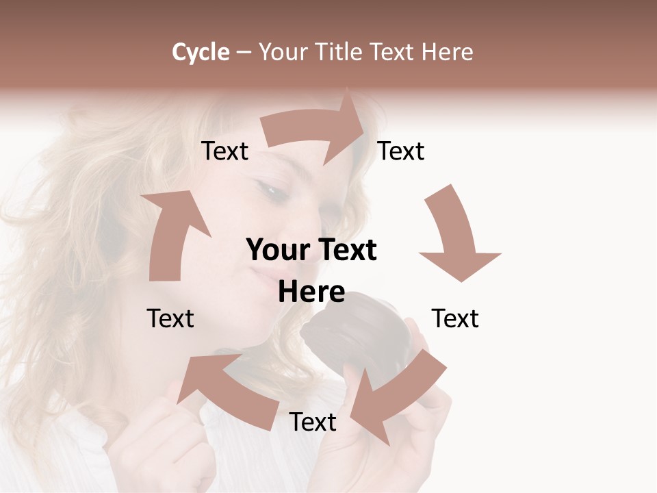 Full Isolated Portrait Of A Beautiful Caucasian Woman Eating Some Sweets PowerPoint Template