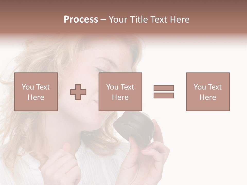 Full Isolated Portrait Of A Beautiful Caucasian Woman Eating Some Sweets PowerPoint Template