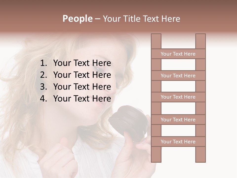 Full Isolated Portrait Of A Beautiful Caucasian Woman Eating Some Sweets PowerPoint Template