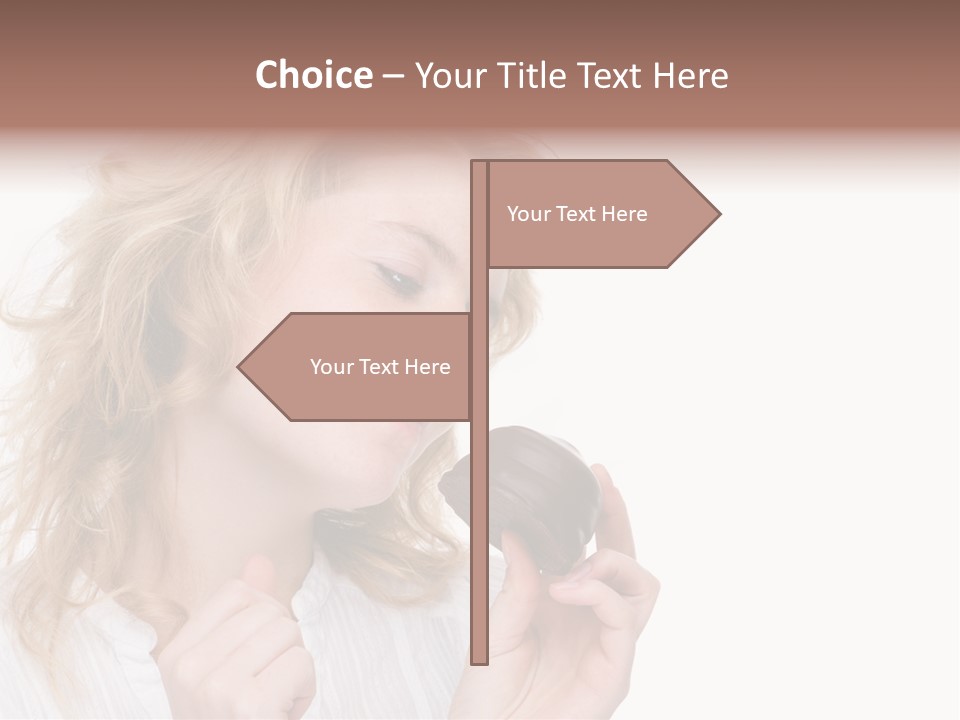 Full Isolated Portrait Of A Beautiful Caucasian Woman Eating Some Sweets PowerPoint Template