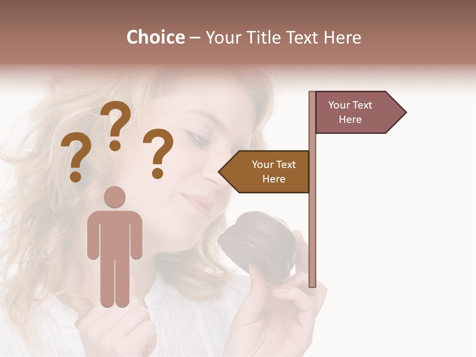 Full Isolated Portrait Of A Beautiful Caucasian Woman Eating Some Sweets PowerPoint Template