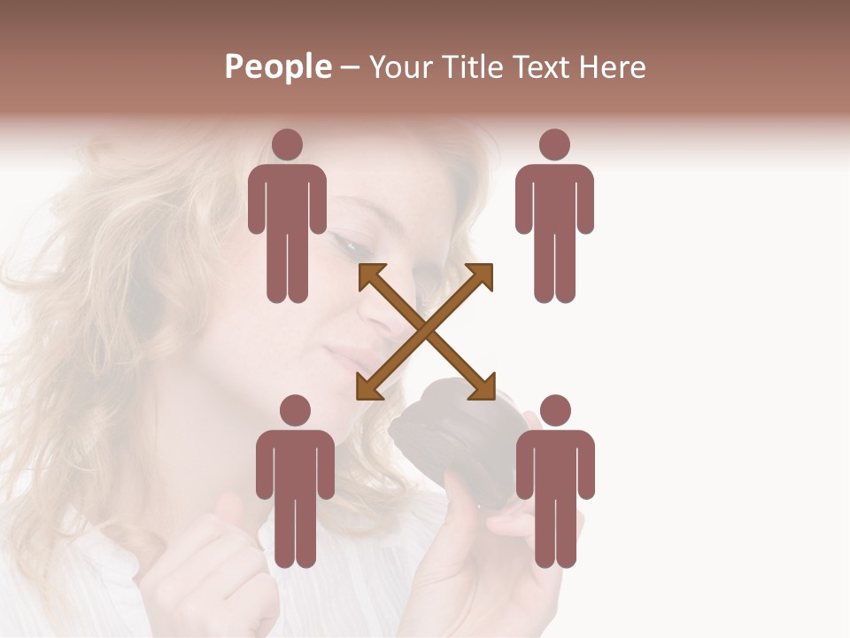 Full Isolated Portrait Of A Beautiful Caucasian Woman Eating Some Sweets PowerPoint Template