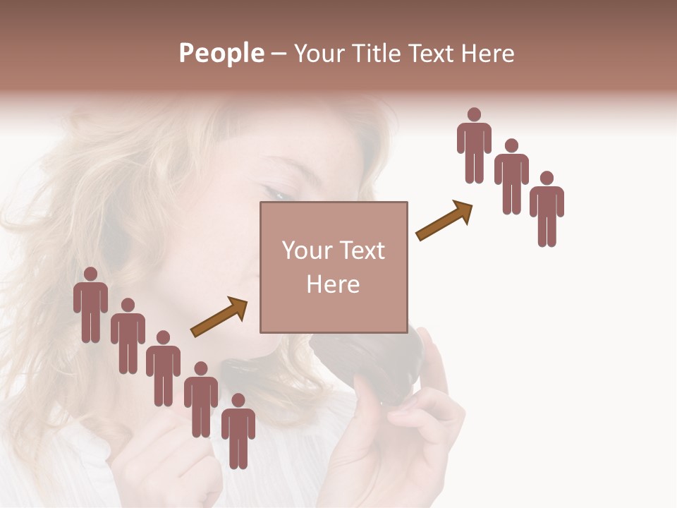 Full Isolated Portrait Of A Beautiful Caucasian Woman Eating Some Sweets PowerPoint Template