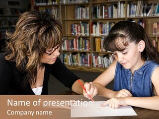 A Little Girl Learning From Her Teacher. PowerPoint Template