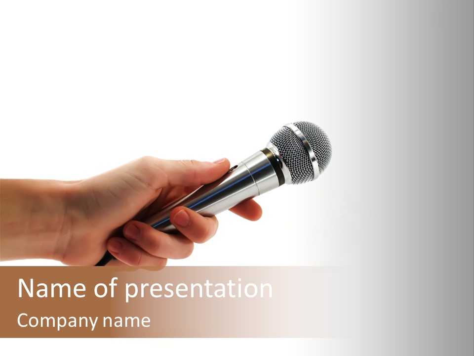 Microphone In Hand PowerPoint Template